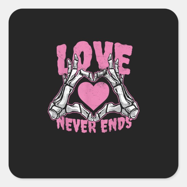 Valentines Day Heart Skeleton Hands Heart Square Sticker (Front)