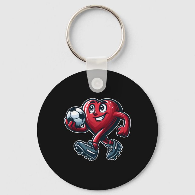 Valentine's Day Heart Soccer Team Player  Key Ring (Front)