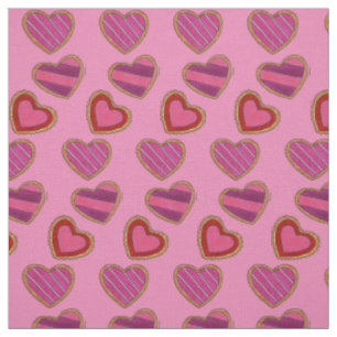 Valentine's Day Heart Sugar Cookies Pink Red Fabric