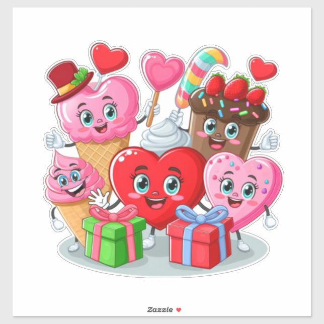 Valentine's Day heart & sweets friends (Sheet)