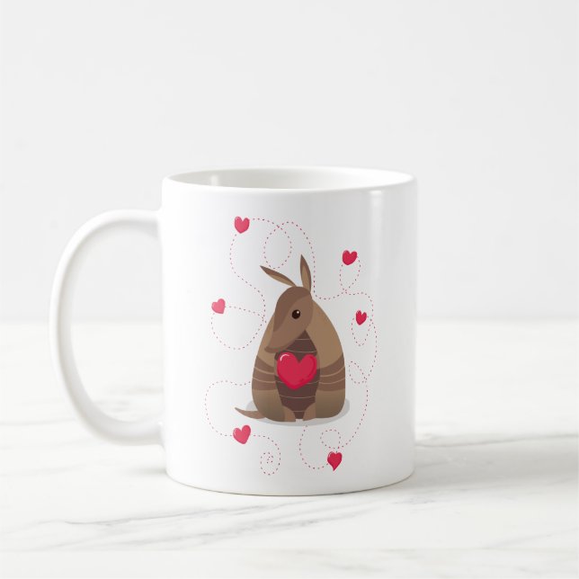 Valentine's Day Heart Texas Armadillo Coffee Mug (Left)