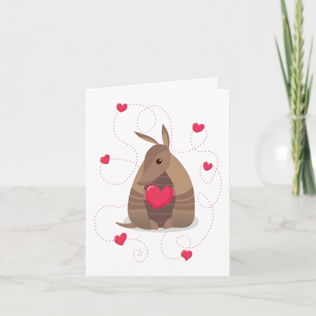 Valentine's Day Heart Texas Armadillo Holiday Card (Front)