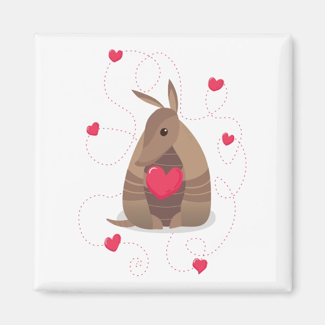 Valentine's Day Heart Texas Armadillo Magnet (Front)