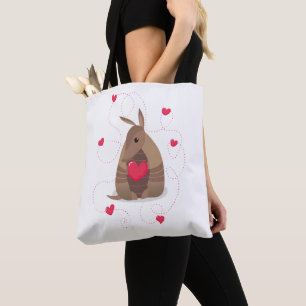 Valentine's Day Heart Texas Armadillo Tote Bag