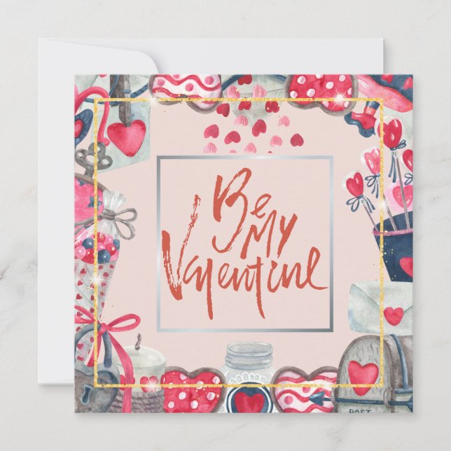 Valentine's Day Heart Themes and Love  Holiday Card (Front)