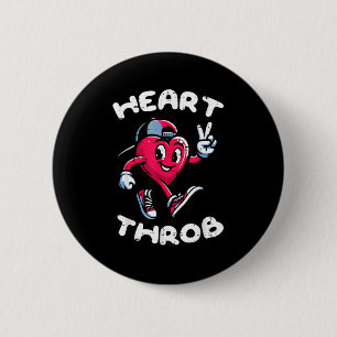 Valentines Day Heart Throb Peace Retro Groovy Boys 6 Cm Round Badge