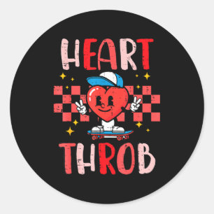Valentines Day Heart Throb Skateboard Cute Toddler Classic Round Sticker