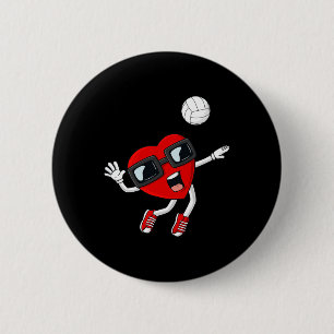 Valentines Day Heart Volleyball Fun Boys Girls Kid 6 Cm Round Badge