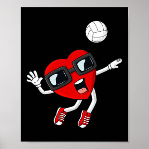Valentines Day Heart Volleyball Fun Boys Girls Kid Poster