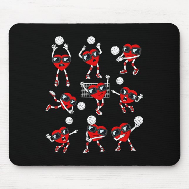 Valentines Day Heart Volleyball Player Fun Boys Gi Mouse Mat (Front)