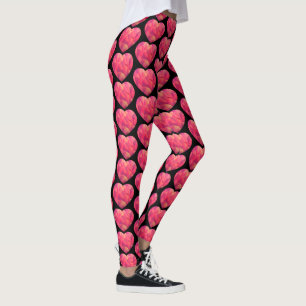 Valentine's Day Heart Women's Comfort Black Leggings