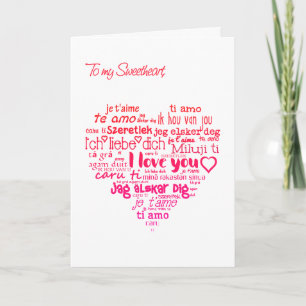 Valentine's Day Heart Word-Cloud Sweetheart Holiday Card