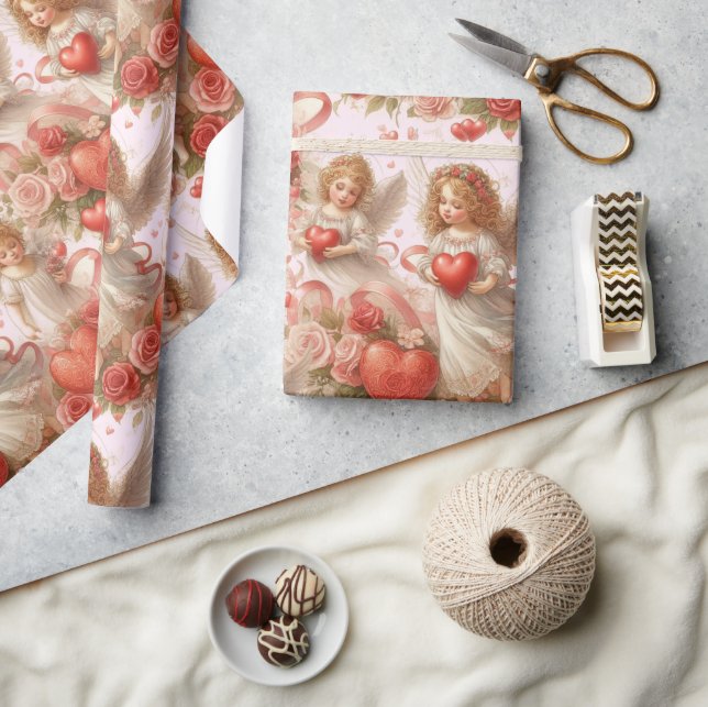  Valentines Day Hearts and Amge;s Holiday  Wrapping Paper (Crafts)