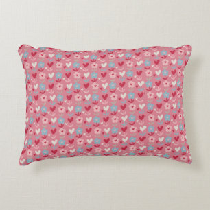 Valentines Day Hearts and Flowers Decorative Cushion