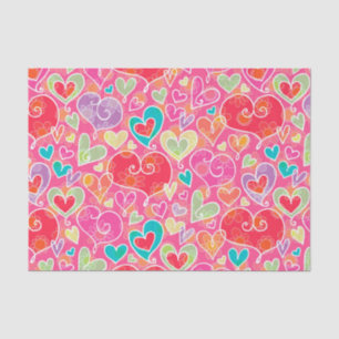 Valentine's Day Hearts and Flowers Tissue Paper