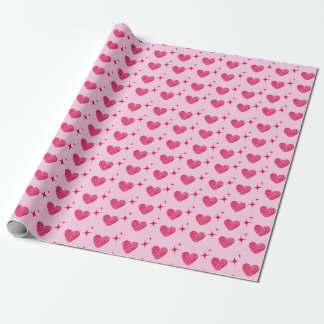 Valentine's Day Hearts and Stars Pattern Wrapping Paper
