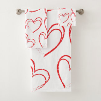 Valentine's Day Hearts Bath Towel Set