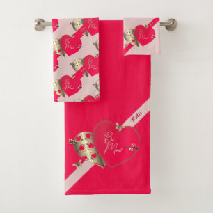 Valentine's Day Hearts Bath Towel Set