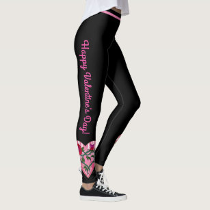 Valentine's Day Hearts CUSTOM Black Leggings Pants