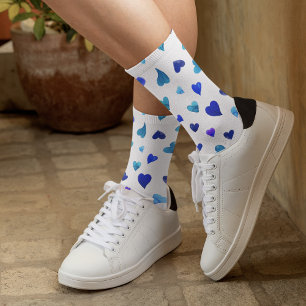 Valentine's day hearts - blue socks
