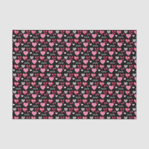 Valentine's Day Hearts, Bows and XOXO Patterned Tissue Paper