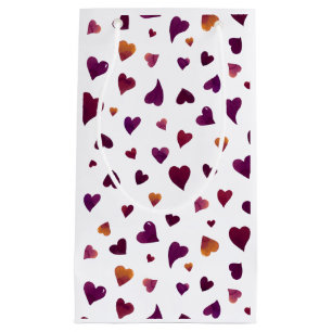 Valentine's day hearts - burgundy small gift bag