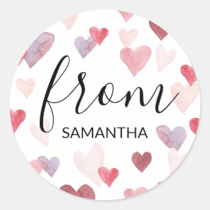 Valentines Day Hearts Custom Name Favour Sticker