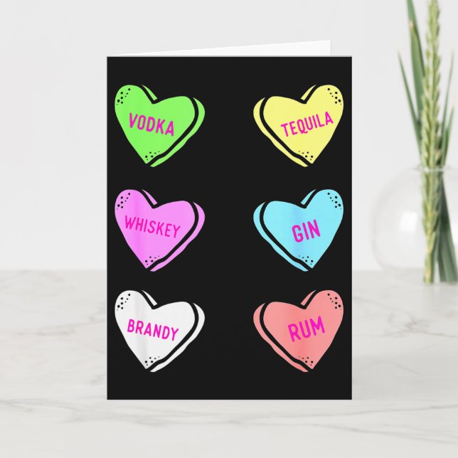 Valentines Day Hearts Drinking Liquor Lovers Anti  Card (Front)