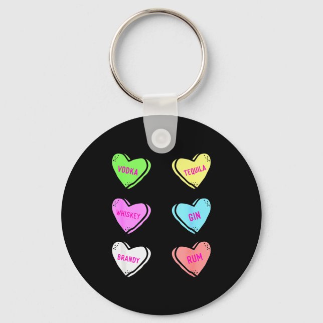 Valentines Day Hearts Drinking Liquor Lovers Anti  Key Ring (Front)