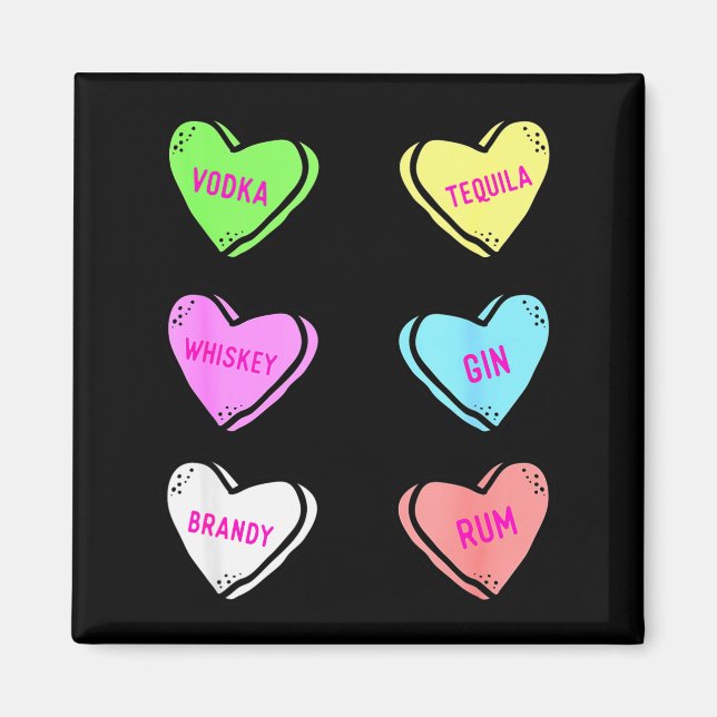 Valentines Day Hearts Drinking Liquor Lovers Anti  Magnet (Front)