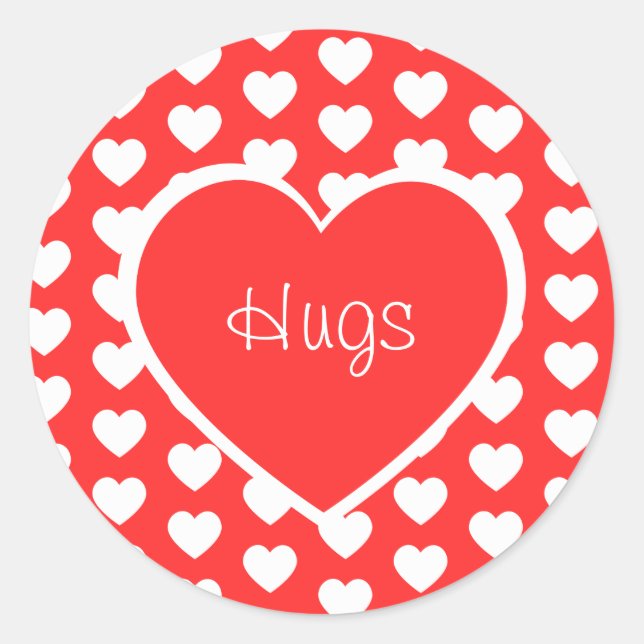 Valentine's Day Hearts Hugs Classic Round Sticker (Front)