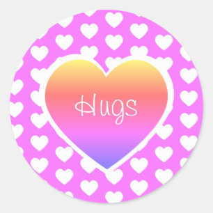 Valentine's Day Hearts Hugs LGBTQ Classic Round Sticker