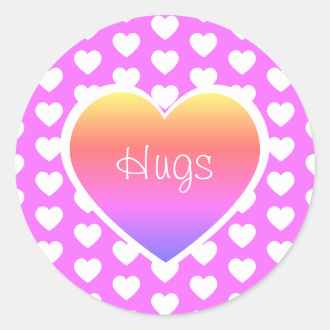 Valentine's Day Hearts Hugs LGBTQ Classic Round Sticker (Front)