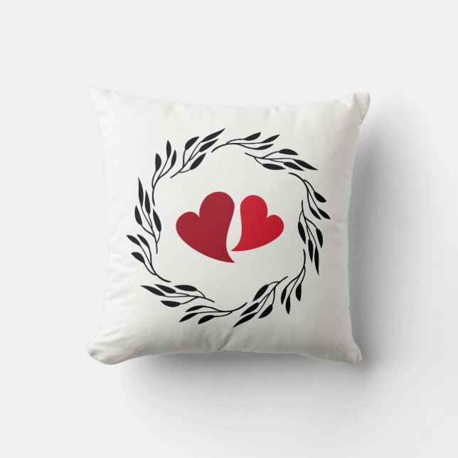 Valentine's Day Hearts in a wreath Cushion (Front)