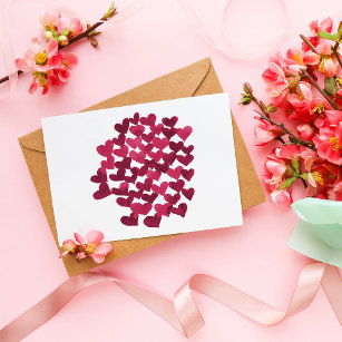 Valentine's day hearts in viva magenta postcard