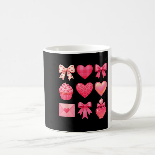Valentines Day Hearts Leopard Coquette Bow Party W Coffee Mug (Right)