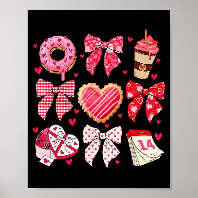 Valentines Day Hearts Leopard Coquette Bow Women G Poster (Front)