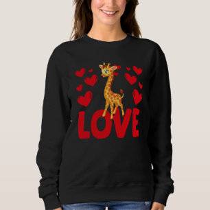 Valentine's Day Hearts Love Giraffe Animal Women   Sweatshirt