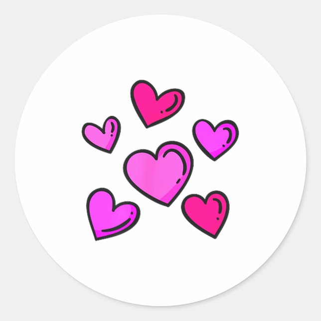 Valentines Day Hearts Love Graphic  Classic Round Sticker (Front)