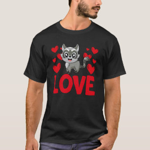 Valentine's Day Hearts Love Raccoon Animal Women T-Shirt