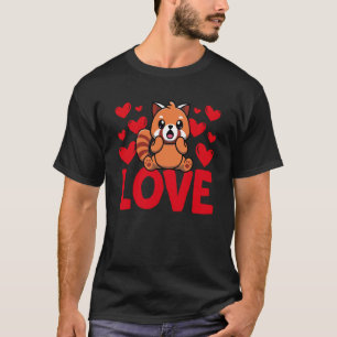 Valentine's Day Hearts Love Red Panda Animal Women T-Shirt