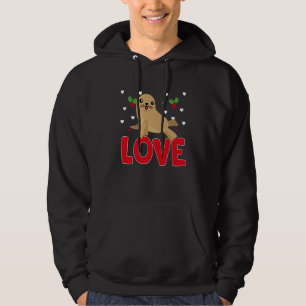 Valentine's Day Hearts Love Sea Lion Animal Women Hoodie