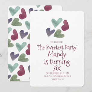 Valentines Day Hearts Metallic Birthday Party Invi Invitation