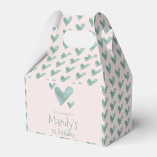 Valentines Day Hearts Metallic Watercolor Pattern Favour Box