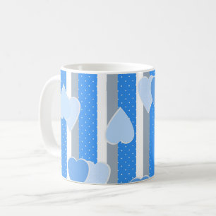 Valentine's Day hearts on striped background Coffee Mug