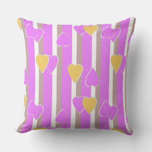 Valentine's Day hearts on striped background Cushion
