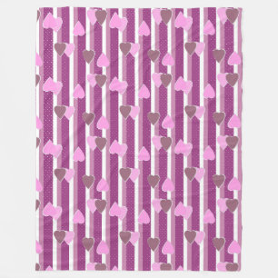 Valentine's Day hearts on striped background Fleece Blanket