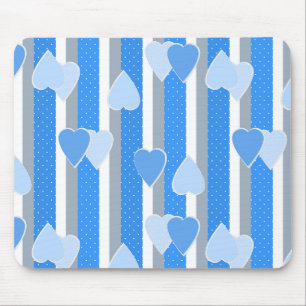 Valentine's Day hearts on striped background Mouse Mat