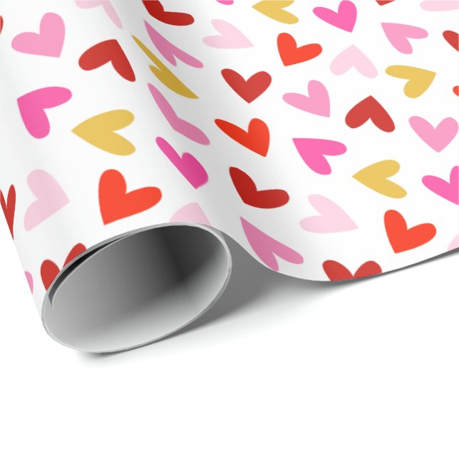 Valentine's Day Hearts on white Wrapping Paper (Roll Corner)