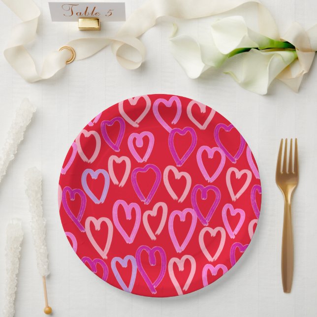 Valentines Day Hearts  Paper Plate (Wedding)